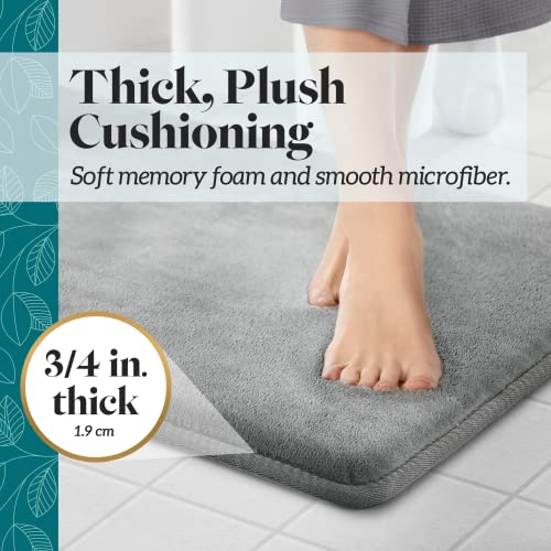 Genteele Bath Mats for Bathroom Non Slip Grey 17" x 24" Memory Foam