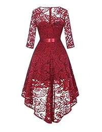 Milumia - Vestido de mujer con mangas de encaje floral, estilo formal