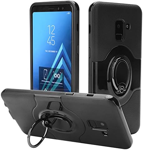Samsung Galaxy A8+ 2018 Case, Hybrid Dual Layer 360 Degree Swivel Ring Kickstand Protective Case [Support Magnetic Car Mount Case] for Samsung Galaxy A8 plus 2018/A8+ 2018(Black)
