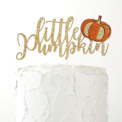 Cake Topper - little pumpkin - Double Sided gold glitter with pumpkin - Premium quality Made in USA