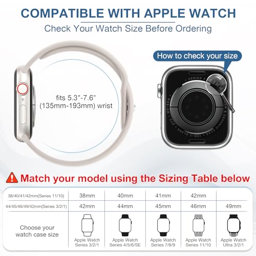 EPULY Silicone Strap Compatible with Apple Watch Straps 38mm 40mm 41mm 42mm 44mm 45mm 46mm 49mm Women Men, Soft Waterproof Sport Wrist Band for iWatch Series 11 10 9 8 7 6 5 4 SE Ultra 3 2 1
