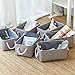 TheWarmHome Foldable Small Storage Baskets with Strong Cotton Rope Handles [6-Pack] Gray Collapsible Storage Bins Set Works Room Storage, Nursery Baskets