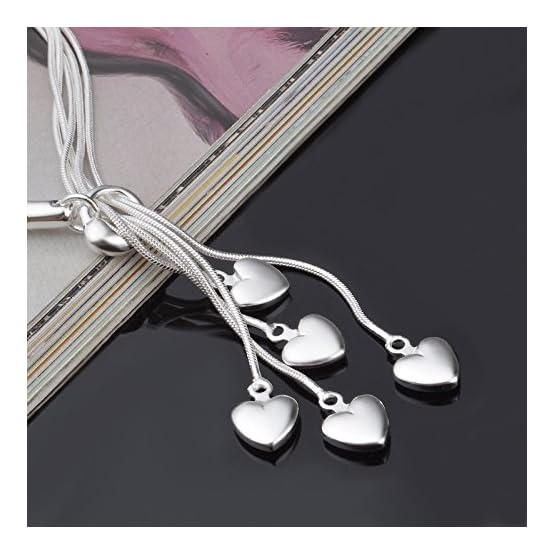 925-Sterling-Silver-Five-Line-Chain-with-Five-Heart-Bracelet-Bangle 925-Sterling-Silver-Five-Line-Chain-with-Five-Heart-Bracelet-Bangle