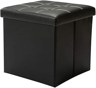 WZR Plegable Almacenamiento Ottoman Cubo Reposapiés,Cuero Falso