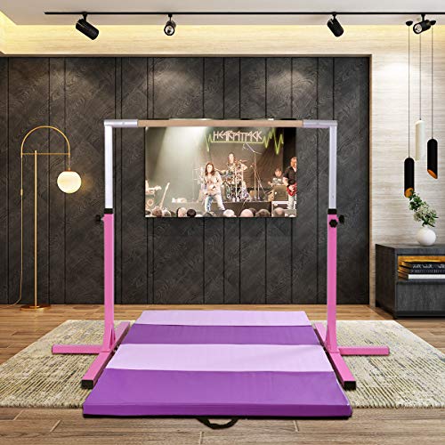 Costzon-Junior-Training-Bar-Stainless-Steel-Gymnastic-Horizontal-Bar-Height-Adjustable-39-59-Ideal-for-Gymnasts-1-4-Levels-220-lbs-Weight-Capacity