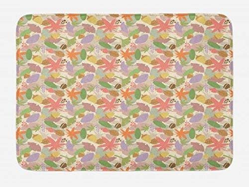 Cokefy Woodland Bath Mat Colorful Leaves From Various Trees