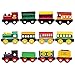 Playbees 12 Piece Wooden Train Cars Magnetic Set Includes 3 Engines, Magnet Train Toy Collection for Toddler Boys and Girls, Compatible with Most Name Brand Wood Tracks