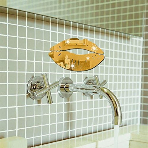 FIRERO Removable Lips Mirror Wall Stickers Decal Art PVC Home Room Decoration DIY (Gold)