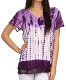 Sakkas 776 - Violet Embroidery Tie Dye Sequin Accents Blouse / Top - Purple - OS