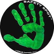 Safety Spot Magnet - Kids Handprint for Car Parking Lot Safety - Black Background (Green)