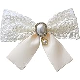 JKQBUX White lace Bow Tie Brooches for Women Fashion jabot collar brooch pins Pre-Tied Neck Tie Shirt Corsage Neck Tie
