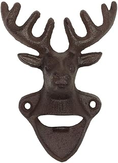 zeitzone Wandflaschenöffner Hirsch Vintage Flaschenöffner Rustikal Gusseisen Antik-Braun