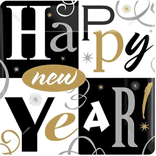 Amscan Elegant New Year Block Party Square Dessert Plates (Pack Of 8), Multicolor, 7