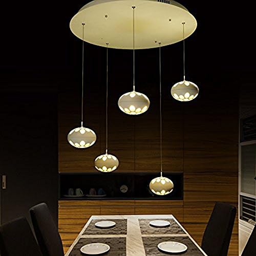 Upgrade LED Pendant Ceiling Light with 5 Linear Suspension Kitchen Island Chandeliers Lighting (5inx5)