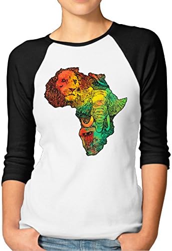 T Shirt Juniors Cool T Shirts Africa Lion Woman's 3/4 Sleeve Tee-shirt