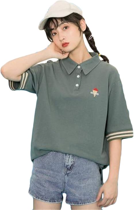 ジュンィ レディース 半袖 ポロシャツ Tシャツ Bf風 スポーツウェア インナー ゆったり カジュアル 通勤 通学 綿 トップス 夏物 ポロシャツ 通販 Amazon