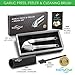 Garlic Press and Peeler Set, Stainless Steel Crusher, Ginger Mincer & Cleaning Brush - with Gift Box