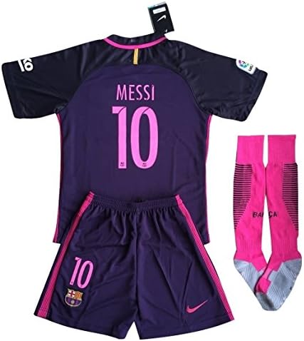 Barcelona Messi #10 Away Soccer Jersey Set &amp; Socks Kids/Youths 9-10 Years Old