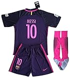 Barcelona Messi #10 Away Soccer Jersey Set & Socks Kids/Youths 11-13Years Old
