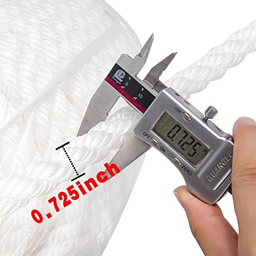 Bang4buck 3/4"x150' Anchor Rope, Nylon Docking Dockline Boat/ Sailboat/ Mooring/ Pull/ Docking Lines With Thimble- 12592LB Breaking Stra (1)
