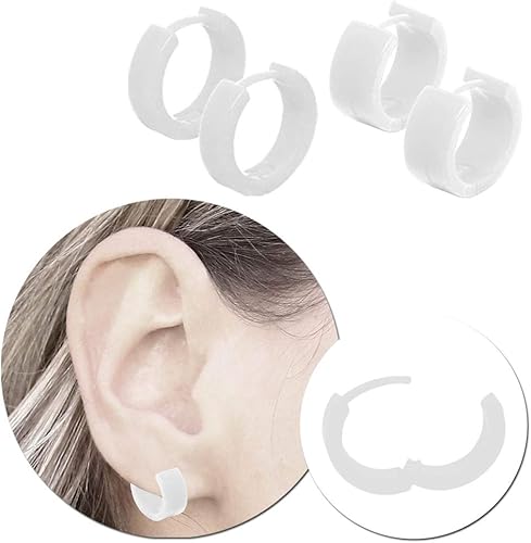 Creole Huggies Boucle D Oreille Piercing Anneau Homme Femme Taille Fine Ou Epaisse Plastique Acrylique Blanc Amazon Fr Bijoux