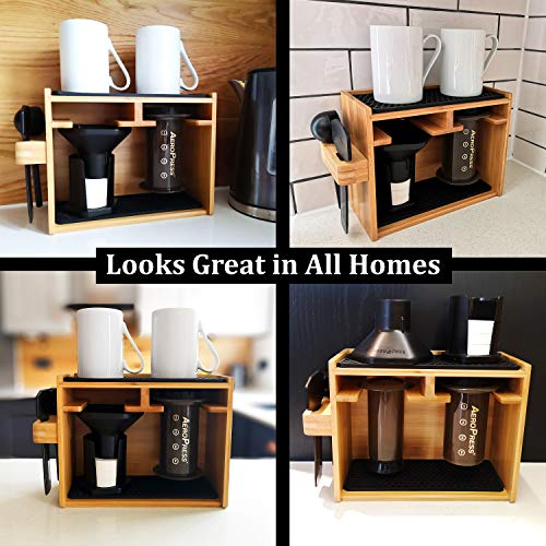 Hexnub Organizer for Aeropress Coffee Maker Premium Bamboo Stand Caddy Station Holds Aeropress Coffee Maker Filters Cups Accessories with Silicone Dripper Mat Hexnub Organizer for Aeropress Coffee Maker Premium Bamboo Stand Caddy Station Holds Aeropress Coffee Maker Filters Cups Accessories with Silicone Dripper Mat