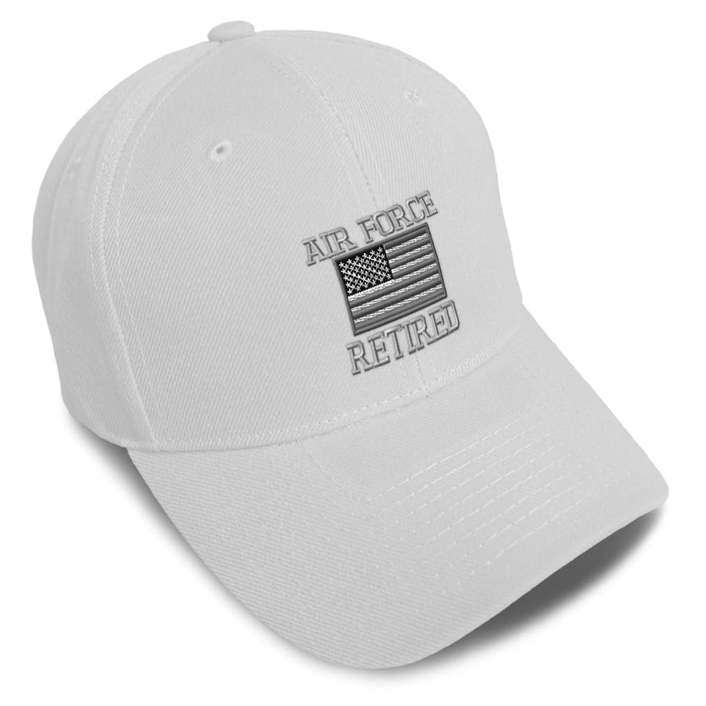 Photo 1 of Speedy Pros Baseball Cap Us Air Force Retired Embroidery Acrylic Dad Hats for Men & Women Strap Closure White
