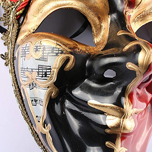 Black Red Venetian Music Jester Joker Mask Masquerade Halloween Party Bell Wall Decorative Art Collection Mask