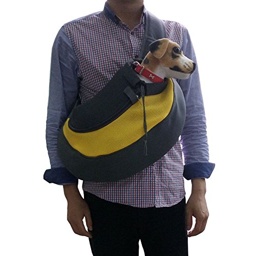 Pet Dog Cat Puppy Zip Travel Tote Shoulder Bag Sling Backpack Carrier (S size/Yellow)