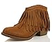 Soda Women's Jervis Faux Suede Double Fringe Moccasin Ankle Boots 2