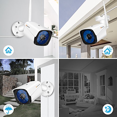 Wireless Security Camera,Jennov 720P Wireless WiFi Bullet IP Camera IP66 Waterproof Outdoor and Home Video Surveillance Camera Pre-Installed 16G Micro SD Card Motion Detection Night Vision