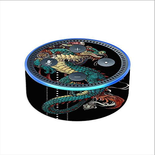 Skin-Decal-Vinyl-Wrap-for-Amazon-Echo-Dot-2-2nd-generation-Dragon-Japanese-Style-Tattoo