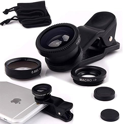 Sony Xperia Z5 Premium (Black)Universal Clip on 3 in 1 Fisheye Lens Phone Camera Kit 180 Degree includes Macro Lens &amp; Wide Angle Lens For Both Android and iOS Devices