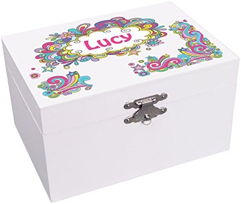 Personalized Groovy Swirl Ballerina Musical Jewelry Box