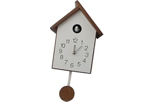 Yetuow Hanging Wall Clock with Cuckoo Bird Sound Wooden Construction Arabic Numeral Display Modern Minimalist Suitable for Ho