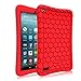 Fintie Silicone Case for Amazon Fire 7 Tablet (Previous Generation - 7th, 2017 Release) - [Honey Comb Upgraded Version] [Kids Friendly] Light Weight [Anti Slip] Shock Proof Protective Cover, Red