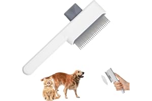 CAVLA Pet Hair Remover Comb, Cat Brush with Release Button Self-Cleaning Pet Grooming Brush for Shedding Tangles & Removal Lo