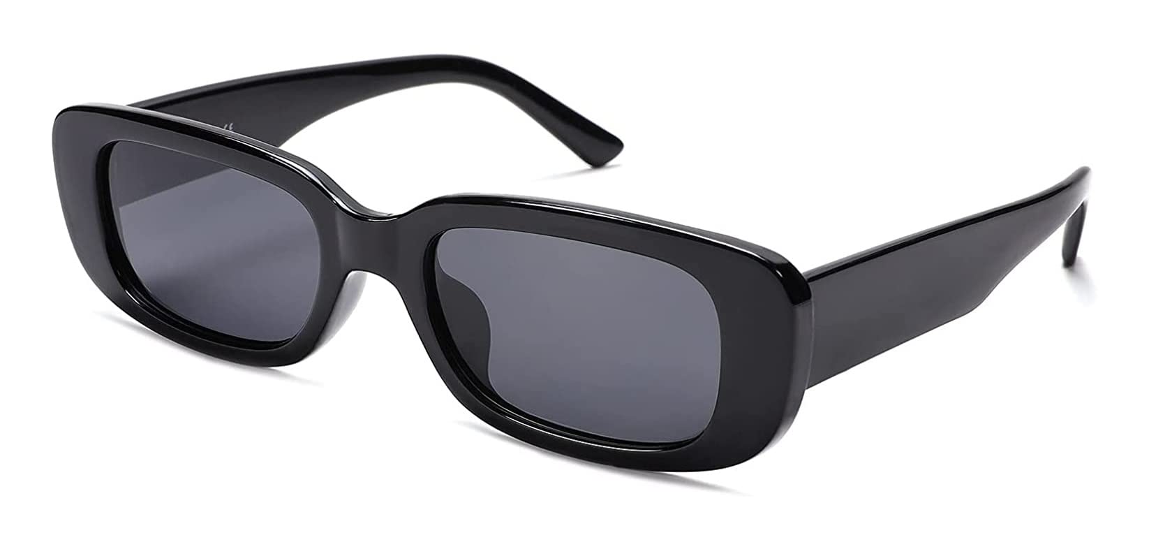 I-Sential Rectangle Reading Sunglasses Womens Tinted Sun Readers Thick Frame Glasses Gloss Black Smoke UV400 Lens Retro Classic & Case +2.75