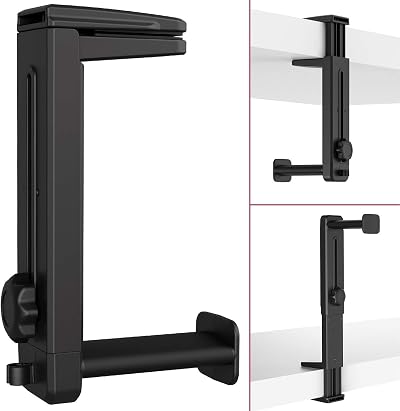 Klearlook 2-in-1 Headphone Stand Hanger Adjustable Clamp 360 Rotatable Mount