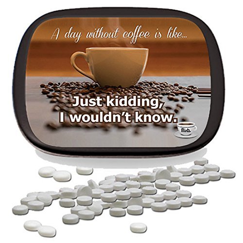 A Day Without Coffee Mints - Unique Coffee Gifts for Coffee Lovers White Elephant Ideas Candy Gifts for Adults Peppermint Breath Mints Stocking Stuffers Funny Friend Gift Coffee Clutch