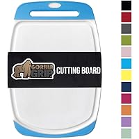 GORILLA GRIP Original Oversized Cutting Board, Large Size, 16 Inch x 11.2 Inch, BPA Free, Juice Grooves, Thick Board, Easy Grip Handle, Dishwasher Safe, Non Porous, Kitchen, Chef, Professional, Aqua