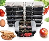 PERFECT Bento Lunch Box | Food Storage PORTION CONTROL Containers with Lids - 10 PACK of 2 Compartments - Reusable, Freezer, Microwave and Dishwasher safe (24 oz capacity)