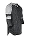 ZIMEGO Mens 3/4 Sleeve Baseball Football College Raglan Henley Athletic T-Shirt,Large,Black Grey