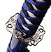 BladesUSA SW-68LBL Samurai Sword with Black/White/Blue Cord-Wrapped Handle, Black Wood Scabbard, 40-Inch Overall