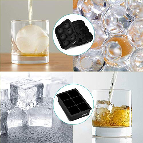Adoric Eiswürfelform Silikon, 2 Stück Eiswürfelschalen, Kugel-Eiskugel-Maschine mit Deckel und großen, Quadratischen… – Bild 6