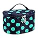 DZT1968® Handle Round Dot Large Cosmetic Bag Travel Makeup Organizer Case Holder With Mirror (Green)