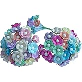 100 pcs Mini Flowers Mulberry Paper Flowers 13-15 mm Scrapbook Craft Card DIY Craft Using for Crafts, Bouquets, Scrapbooks, Decorations, Greeting Cards Artificial Flowers (Mixed Pastel Colors)