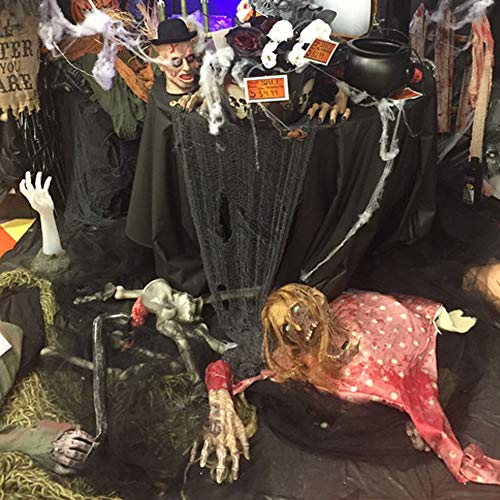 zhihu 2 PCS Extra Large Long 15 Ft.- 25 Ft. 180"-300" Creepy Super Size Giant Halloween Creepy Gray Black Purple White Cloth for Halloween Party Supplies & Decorations (300inch, Grey)