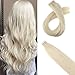 Moresoo Tape in Hair Extensions Platinum Blonde Tape in Extensions Human Hair Blonde Hair Extensions Seamless Tape in Human Hair Extensions 14 Inch #60 20pcs 40g