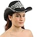 Ladies Bling Studs Tiara Crown Straw Structured Western Cowboy Hat 56cm SM Black